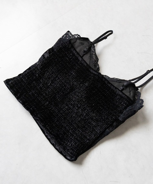 me+em select（ミームセレクト）の「【 カップ付き 】ダブルレースベロアショートビスチェキャミソール ／ double lace  velor short bustier camisole（キャミソール・レディース・ブラック/アイボリー・FREE）」の17枚目の写真