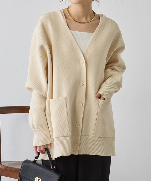 PUAL CE CIN(ピュアルセシン)の「【WEB限定・Du noir】スポンディッシュ BIG Vネックカーディガン(カーディガン/ボレロ・レディース・グレー/オフホワイト・FREE)」の8枚目の写真