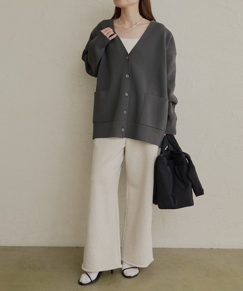 PUAL CE CIN(ピュアルセシン)の「【WEB限定・Du noir】スポンディッシュ BIG Vネックカーディガン(カーディガン/ボレロ・レディース・グレー/オフホワイト・FREE)」の18枚目の写真