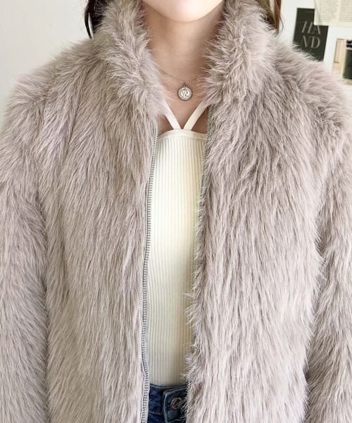 セール】スタンドカラーフェイクファーブルゾン（その他アウター