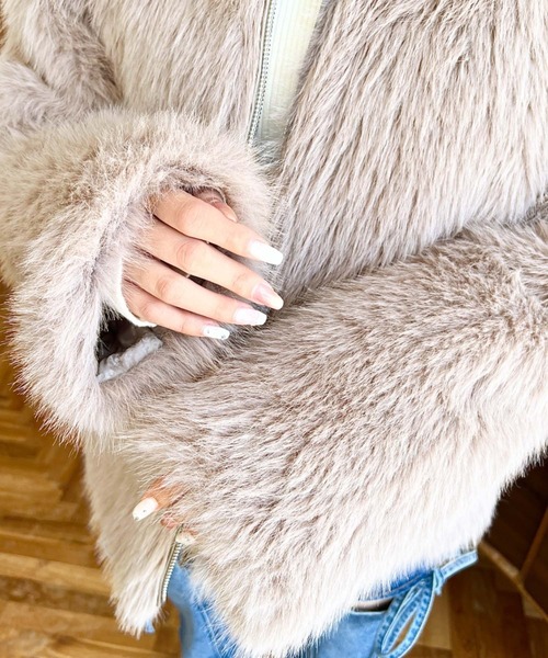 ふわふわ小さいトリプル【1284】 フェイクファーショートブルゾン