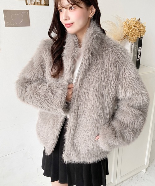 ふわふわ小さいトリプル【1284】 フェイクファーショートブルゾン