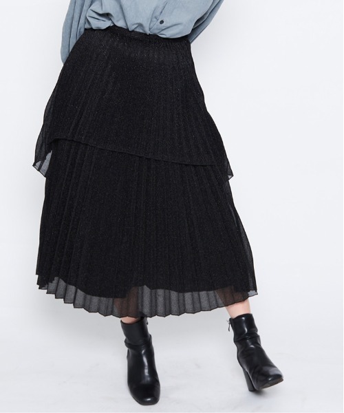 &soiree(アンドソワレ)の「【&soiree】ラメ生地 ティアードプリーツスカート(CP)(スカート・レディース・ブラウン/ブラック/シルバー・FREE)」の15枚目の写真