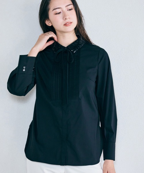 Audie a Muses(オーディアミューズ)の「スパンコール襟ブラウス(シャツ/ブラウス・レディース・オフホワイト/ブラック・42/38)」の15枚目の写真