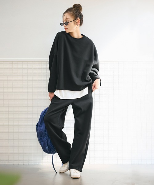 coca(coca)(コカ)の「ソフトスウェット カーブパンツ【西山茉希様着用】(スウェットパンツ・レディース・ブラック/グレー/ライトブルー/アイボリー/ネイビー/ダークブラウン/チャコール/ライトグレー・S/L/M)」の11枚目の写真
