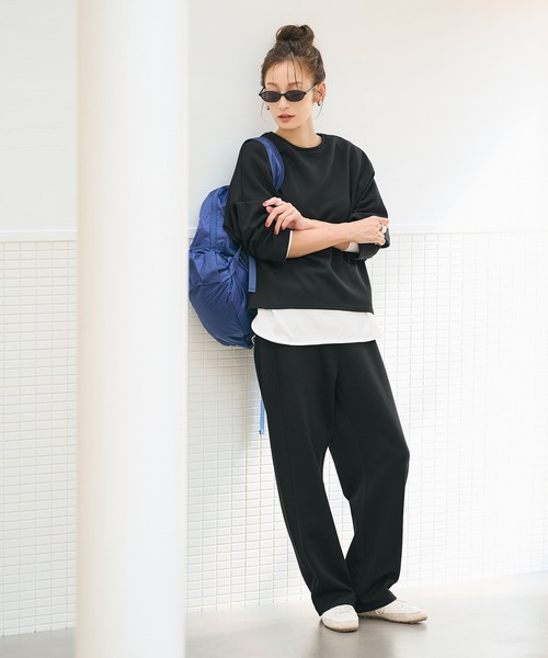 coca(coca)(コカ)の「ソフトスウェット カーブパンツ【西山茉希様着用】(スウェットパンツ・レディース・ブラック/グレー/ライトブルー/アイボリー/ネイビー/ダークブラウン/チャコール/ライトグレー・S/L/M)」の14枚目の写真