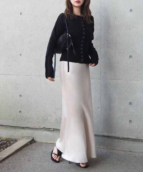 LAULEN（ローレン）の「snap button knit cardigan /リブ切り替え スナップボタン ニット カーディガン（カーディガン/ボレロ・レディース・ホワイト/ブラック/ベージュ・FREE）」の8枚目の写真