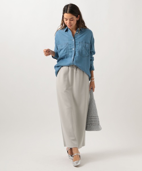 BAYFLOW（ベイフロー）の「[ストレッチ性抜群]コンフォートダンボールスカート（スカート・レディース・ベージュ/ブルー/グレー/ブラック・FREE）」の9枚目の写真