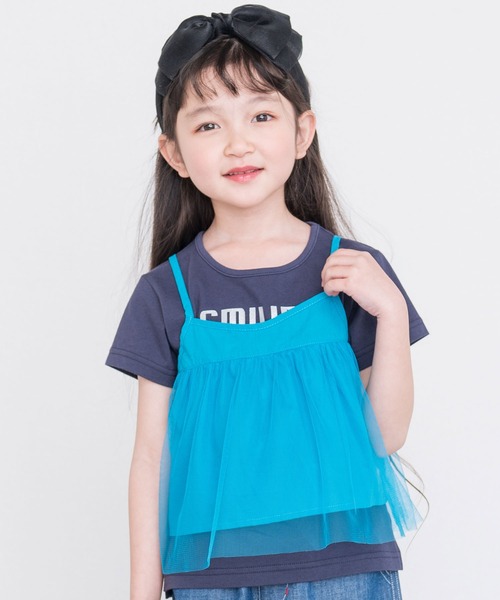 RAGMART(ラグマート)の「Tシャツ&ビスチェセット(Tシャツ/カットソー・キッズ・ブルー/ベージュ・95cm/90cm/80cm)」の2枚目の写真