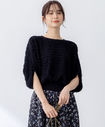 カットジャガードドルマンスリーブ ニット