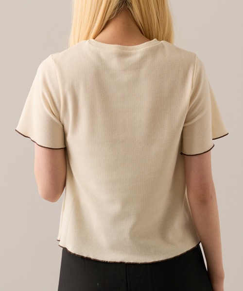 MAGASIN DE MODE Onjna(マガジンデモードオンジェナ )の「【MAGASIN DE MODE Onjna】Cut rib color scheme mellow pull over / カットリブ配色メロープルオーバー 半袖ニット ハーフスリーブニット DTK(Tシャツ/カットソー・レディース・アイボリー/ブラック/グリーン/ブラウン・FREE)」の10枚目の写真