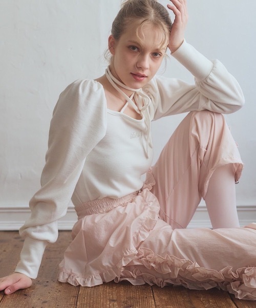 lilLilly(リルリリー)の「ナイロンフリルパンツ(その他パンツ・レディース・ホワイト/ブラック/オレンジ・FREE)」の3枚目の写真