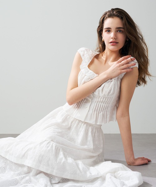 DEICY(デイシー)の「コットンレースギャザースカート(スカート・レディース・ライトブルー/オフホワイト/ピンク・FREE)」の15枚目の写真