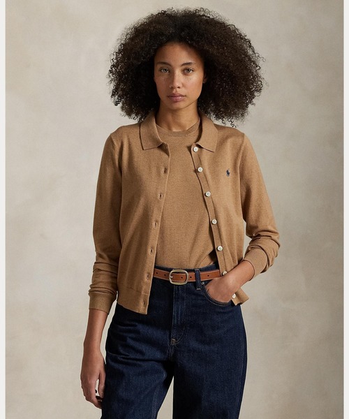 POLO RALPH LAUREN(ポロ ラルフ ローレン)の「コットンブレンド Polo カーディガン(カーディガン/ボレロ・レディース・ブラウン系5・XXS/S/L/M/XS)」の1枚目の写真