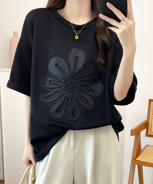 ABITOKYO(アビトーキョー)の「ビックシルエットエンボス段ボールオーバーTee(Tシャツ/カットソー・レディース・ブラック/グレー/ベージュ/ホワイト・M/L/XL)」の1枚目の写真