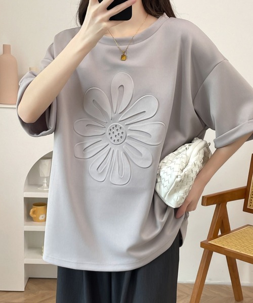 ABITOKYO(アビトーキョー)の「ビックシルエットエンボス段ボールオーバーTee(Tシャツ/カットソー・レディース・ブラック/グレー/ベージュ/ホワイト・M/L/XL)」の7枚目の写真