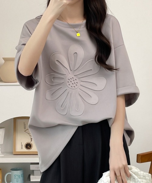 ABITOKYO(アビトーキョー)の「ビックシルエットエンボス段ボールオーバーTee(Tシャツ/カットソー・レディース・ブラック/グレー/ベージュ/ホワイト・M/L/XL)」の9枚目の写真