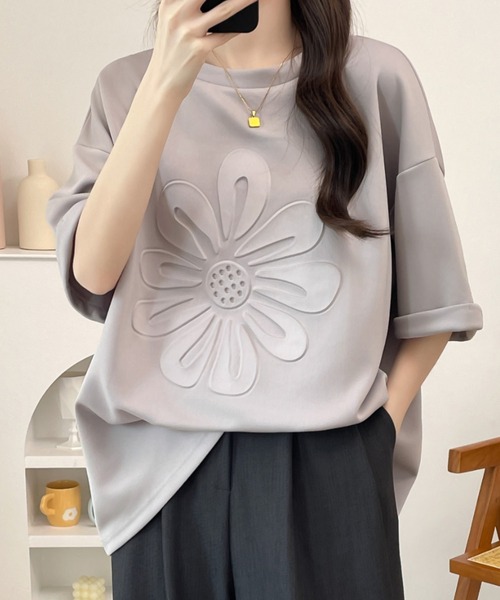ABITOKYO(アビトーキョー)の「ビックシルエットエンボス段ボールオーバーTee(Tシャツ/カットソー・レディース・ブラック/グレー/ベージュ/ホワイト・M/L/XL)」の10枚目の写真