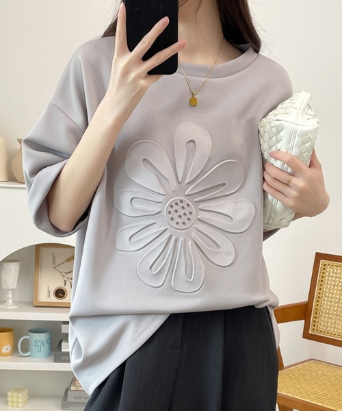 ABITOKYO(アビトーキョー)の「ビックシルエットエンボス段ボールオーバーTee(Tシャツ/カットソー・レディース・ブラック/グレー/ベージュ/ホワイト・M/L/XL)」の16枚目の写真