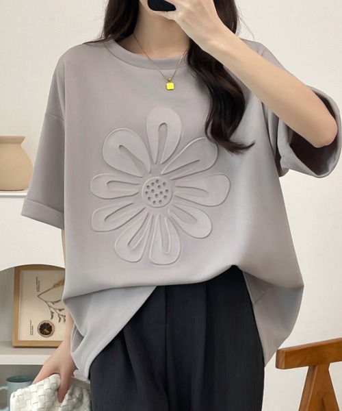 ABITOKYO(アビトーキョー)の「ビックシルエットエンボス段ボールオーバーTee(Tシャツ/カットソー・レディース・ブラック/グレー/ベージュ/ホワイト・M/L/XL)」の19枚目の写真