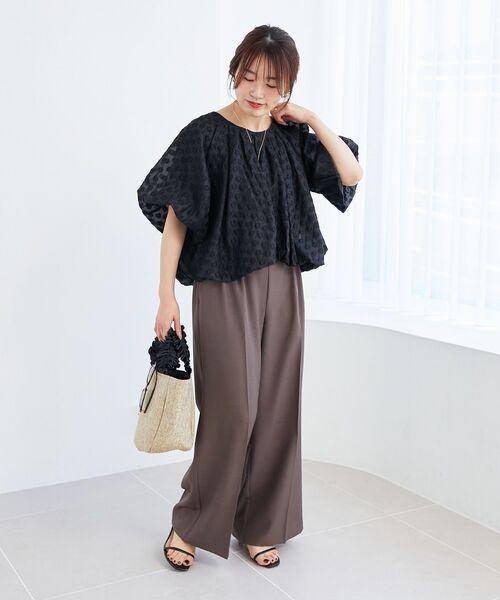 le.coeur blanc（ルクールブラン）の「FRILL HANDLE ROUND TOTE（トートバッグ・レディース・ブラック/ベージュ・FREE）」の7枚目の写真