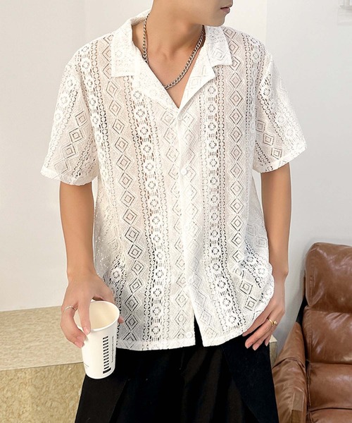 aimoha(アイモハ)の「【aimoha neo】Ethereal Knit Shirt (SS)(シャツ/ブラウス・メンズ・ホワイト/ブラック・XX-LARGE/X-LARGE/LARGE/MEDIUM)」の1枚目の写真