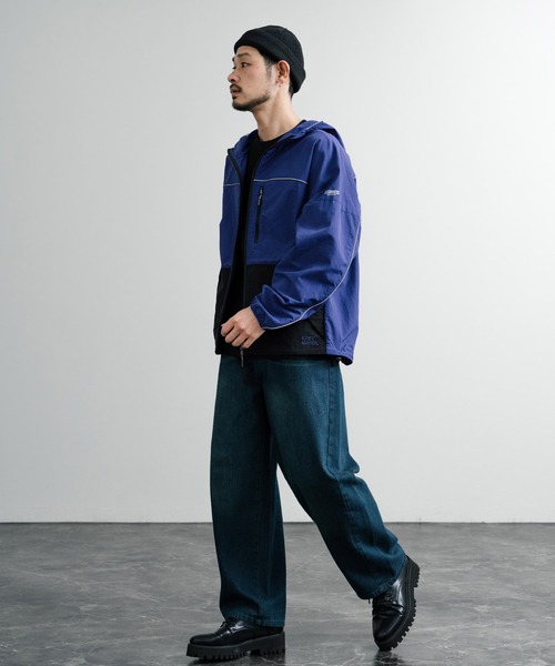 KRIFF MAYER（クリフメイヤー）の「KRIFF MAYER クリフメイヤー CLEANNESS クリーネス 撥水 防汚 配色切替フードジャケット マウンテンパーカー 2437800（ナイロンジャケット・メンズ・ブルー/マルチ/グレー・M/L/XL）」の12枚目の写真