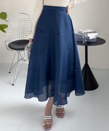 CLEAR BASIC | リボン付きチュールフレアスカート[低身長用サイズ有 大人ガーリー バレエコア]≪SS新作≫(スカート)