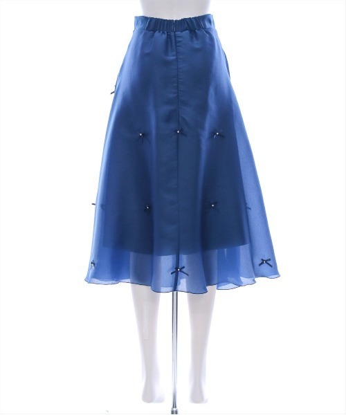 CLEAR BASIC（クリアベーシック）の「【低身長サイズ有】リボン付きチュールフレアスカート[大人 ガーリー バレエコア 骨格ウェーブ]≪SS新作≫（スカート・レディース・アイボリー/ネイビー/グレー・F/XS）」の9枚目の写真