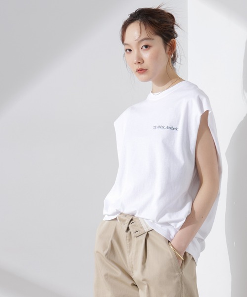 Russell Athletic(ラッセルアスレティック)の「RUSSELL ATHLETIC/別注 Jersey Sleeveless Graphic T(Tシャツ/カットソー・レディース・ミント/スミクロ/ホワイト・FREE)」の1枚目の写真