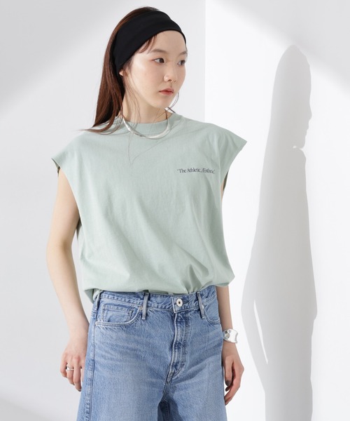Russell Athletic(ラッセルアスレティック)の「RUSSELL ATHLETIC/別注 Jersey Sleeveless Graphic T(Tシャツ/カットソー・レディース・ミント/スミクロ/ホワイト・FREE)」の3枚目の写真