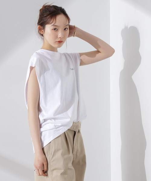 Russell Athletic(ラッセルアスレティック)の「RUSSELL ATHLETIC/別注 Jersey Sleeveless Graphic T(Tシャツ/カットソー・レディース・ミント/スミクロ/ホワイト・FREE)」の5枚目の写真