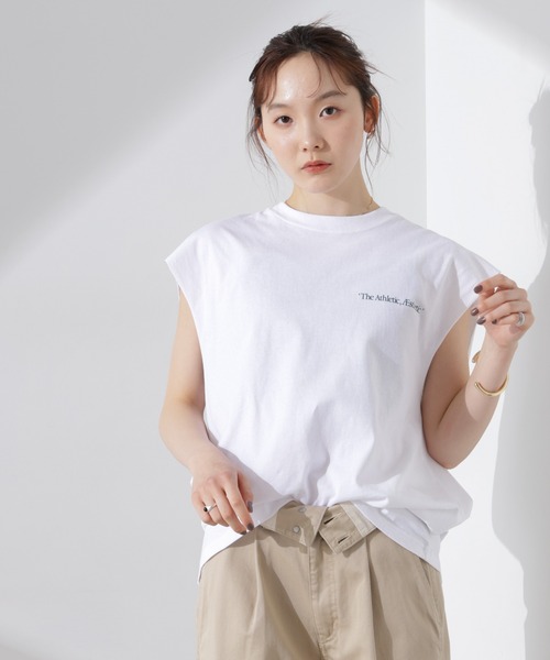 Russell Athletic(ラッセルアスレティック)の「RUSSELL ATHLETIC/別注 Jersey Sleeveless Graphic T(Tシャツ/カットソー・レディース・ミント/スミクロ/ホワイト・FREE)」の6枚目の写真