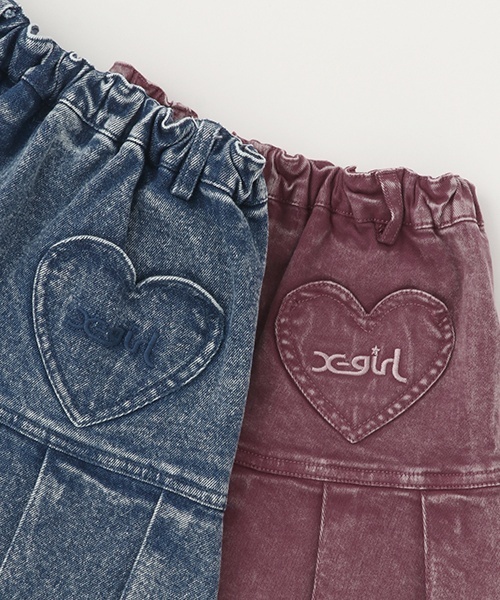 X-girl Stages（エックスガールステージス）の「ハートポケットデニムプリーツスカート（デニムスカート・キッズ・ブルー/ピンク・140cm/90cm/100cm/130cm/110cm/120cm）」の12枚目の写真