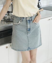 REMOON（リムーン）の「レース付きデニムミニスカート（スカート）」