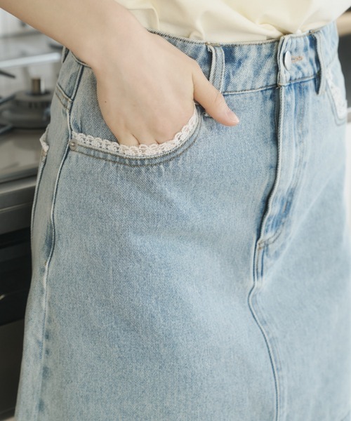 REMOON（リムーン）の「レース付きデニムミニスカート（スカート・レディース・ライトブルー・MEDIUM/SMALL）」の14枚目の写真