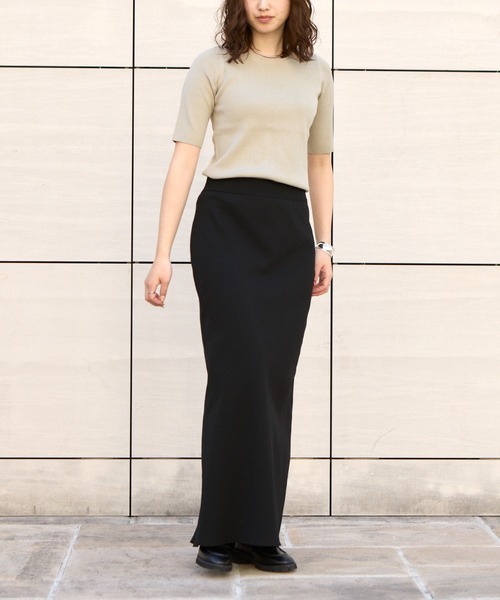 COLONY 2139（コロニートゥーワンスリーナイン）の「ビスコースリブクルー半袖ニット（ニット/セーター・レディース・オフホワイト/ブラック/サンドベージュ/ブラウン・FREE）」の19枚目の写真