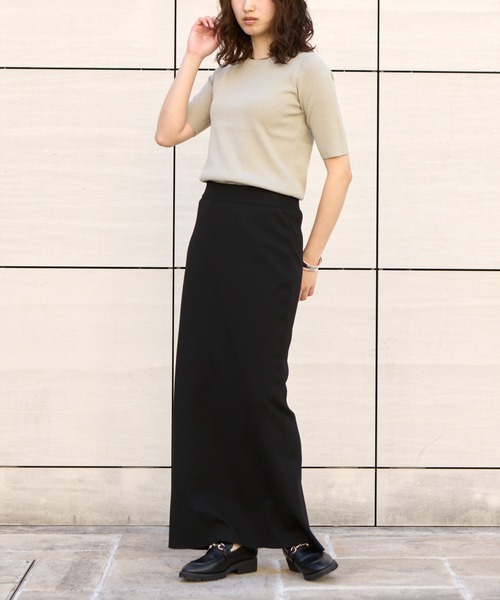 COLONY 2139（コロニートゥーワンスリーナイン）の「ビスコースリブクルー半袖ニット（ニット/セーター・レディース・オフホワイト/ブラック/サンドベージュ/ブラウン・FREE）」の20枚目の写真