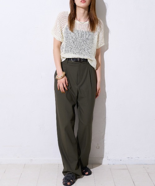 TRIANGLE PALETTE(トライアングルパレット)の「半袖透かし編みニット(Tシャツ/カットソー・レディース・ブラック/ライトグリーン/ブラウン/ホワイト/ネイビー・FREE)」の15枚目の写真