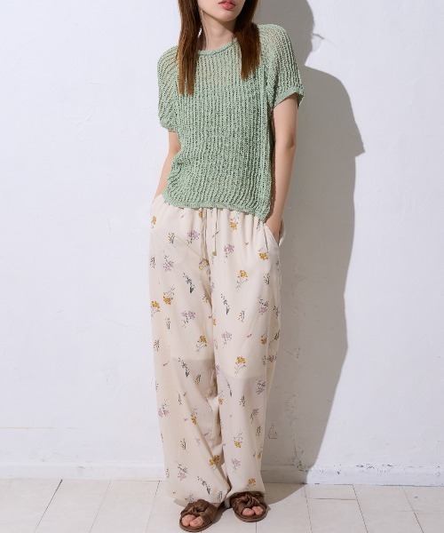 TRIANGLE PALETTE(トライアングルパレット)の「半袖透かし編みニット(Tシャツ/カットソー・レディース・ブラック/ライトグリーン/ブラウン/ホワイト/ネイビー・FREE)」の22枚目の写真