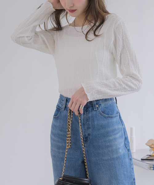 RU.TI.LE(ルチル)の「【RU.TI.LE】カットフリンジ楊柳プルオーバー(Tシャツ/カットソー・レディース・ホワイト/カーキ/イエロー・MEDIUM)」の2枚目の写真