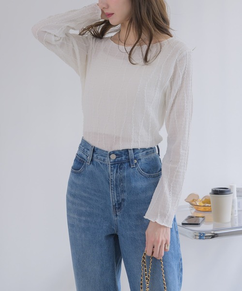 RU.TI.LE(ルチル)の「【RU.TI.LE】カットフリンジ楊柳プルオーバー(Tシャツ/カットソー・レディース・ホワイト/カーキ/イエロー・MEDIUM)」の8枚目の写真