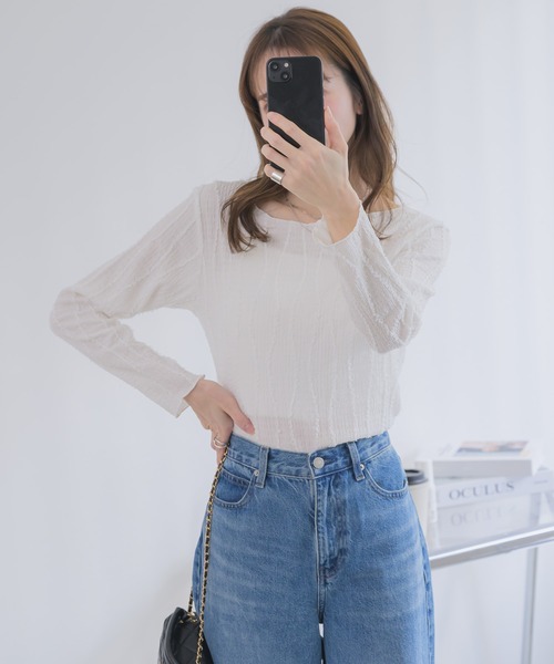 RU.TI.LE(ルチル)の「【RU.TI.LE】カットフリンジ楊柳プルオーバー(Tシャツ/カットソー・レディース・ホワイト/カーキ/イエロー・MEDIUM)」の13枚目の写真