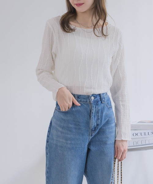 RU.TI.LE(ルチル)の「【RU.TI.LE】カットフリンジ楊柳プルオーバー(Tシャツ/カットソー・レディース・ホワイト/カーキ/イエロー・MEDIUM)」の7枚目の写真
