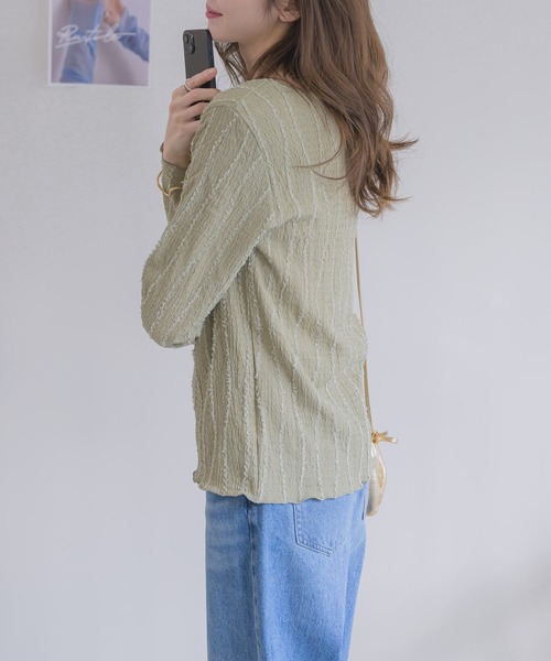 RU.TI.LE(ルチル)の「【RU.TI.LE】カットフリンジ楊柳プルオーバー(Tシャツ/カットソー・レディース・ホワイト/カーキ/イエロー・MEDIUM)」の16枚目の写真