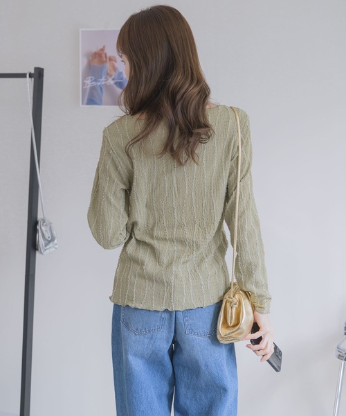 RU.TI.LE(ルチル)の「【RU.TI.LE】カットフリンジ楊柳プルオーバー(Tシャツ/カットソー・レディース・ホワイト/カーキ/イエロー・MEDIUM)」の15枚目の写真