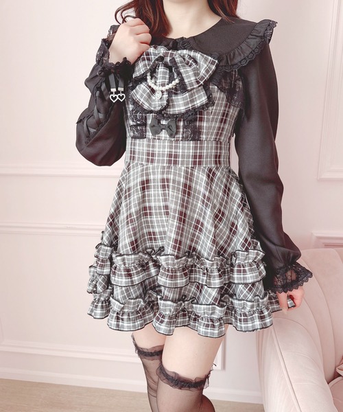 ME✱RS マーズ ヒョウ柄 薔薇キャミソールワンピース♡美品♡ チェックDOLLYキャミワンピース（ワンピース）｜MA*RS