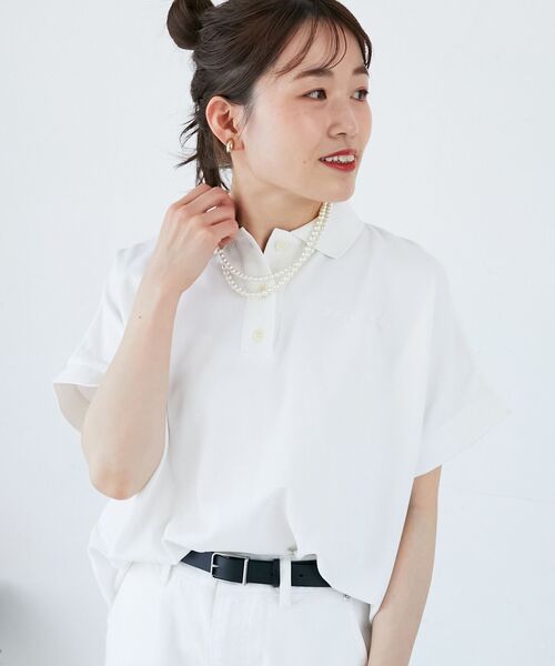 le.coeur blanc(ルクールブラン)の「《WEB限定アイテム》刺繍入りポロシャツ(ポロシャツ・レディース・ブラック/グレー/オフホワイト/ブルー・38)」の6枚目の写真