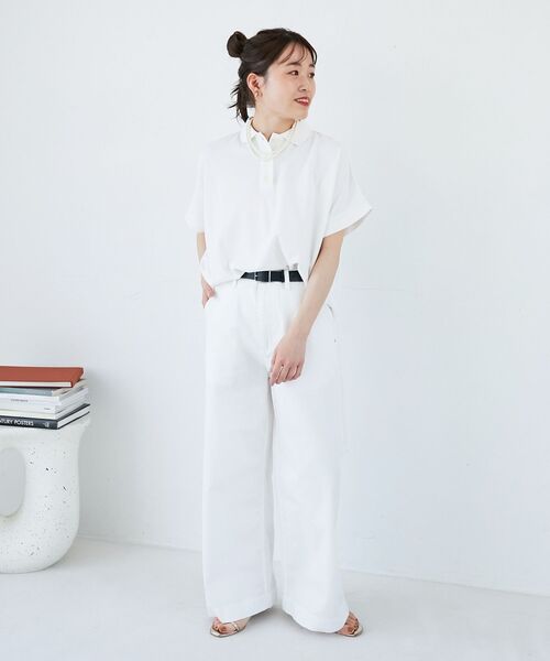 le.coeur blanc(ルクールブラン)の「《WEB限定アイテム》刺繍入りポロシャツ(ポロシャツ・レディース・ブラック/グレー/オフホワイト/ブルー・38)」の12枚目の写真