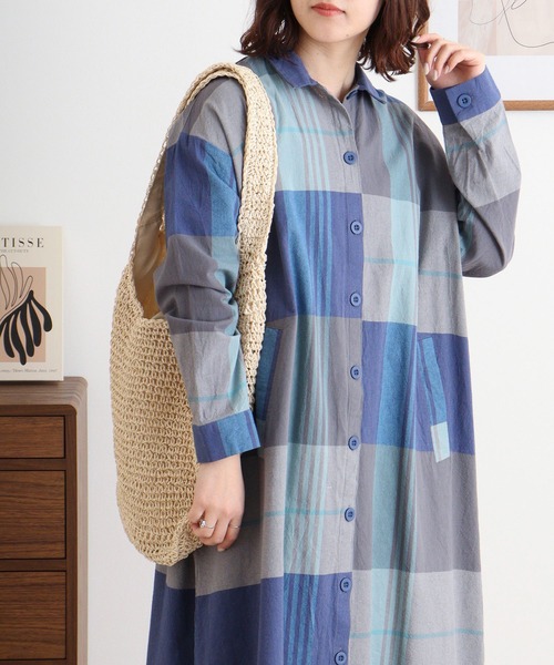 イマゴ　emago チェック　大きいサイズ　ゆったり　美品 EMAGO 大柄チェックワンピース（ワンピース）｜Emago（イマゴ